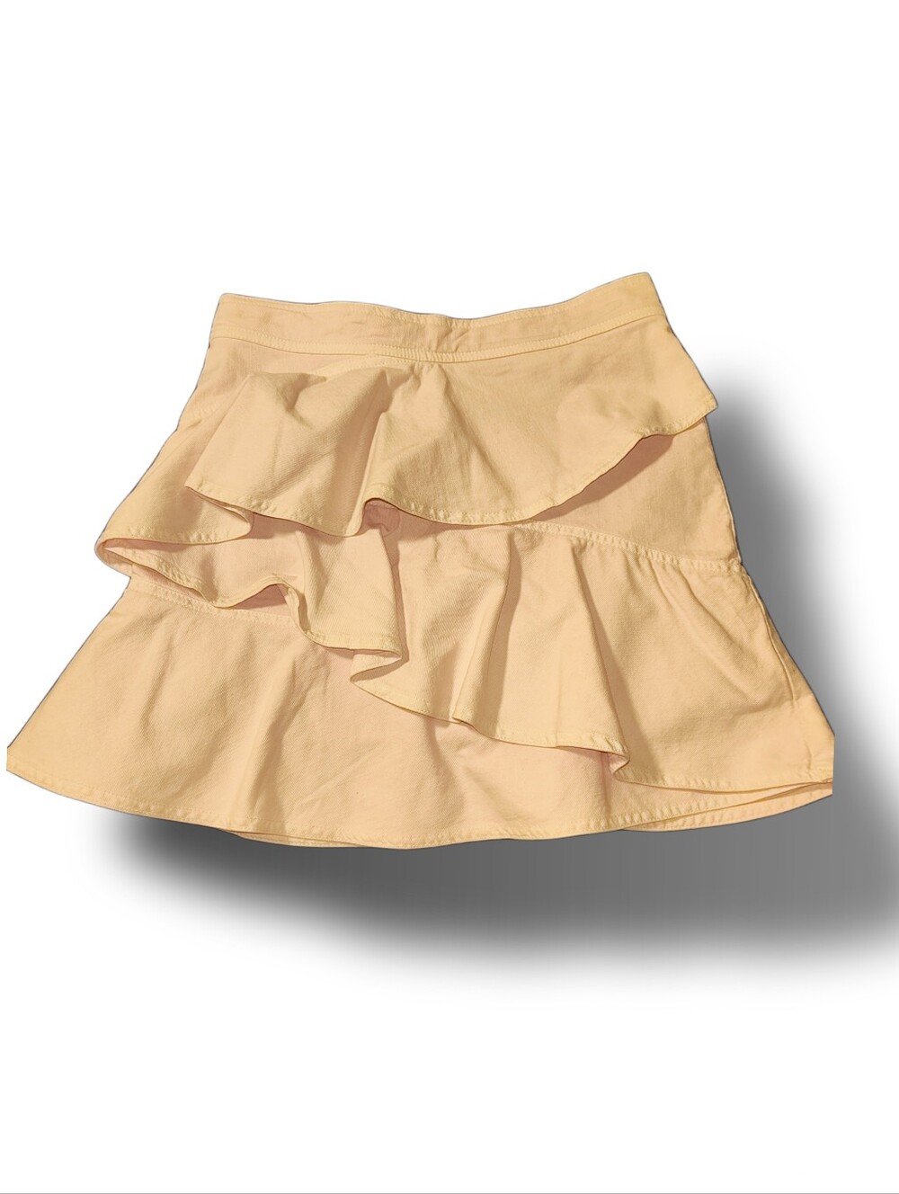 ISABEL ÉTOILE MARANT Tiered Ruffle Denim Mini Skirt – Blush Pink Size 38 (US 6)